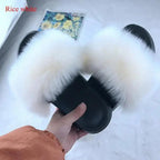 Cute Fluffy Ladies Indoor Warm Slippers Furry Luxury Flip Flops   Women's Fashion Flat Soft Flip Flops Stevvex