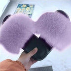 Cute Fluffy Ladies Indoor Warm Slippers Furry Luxury Flip Flops   Women's Fashion Flat Soft Flip Flops Stevvex