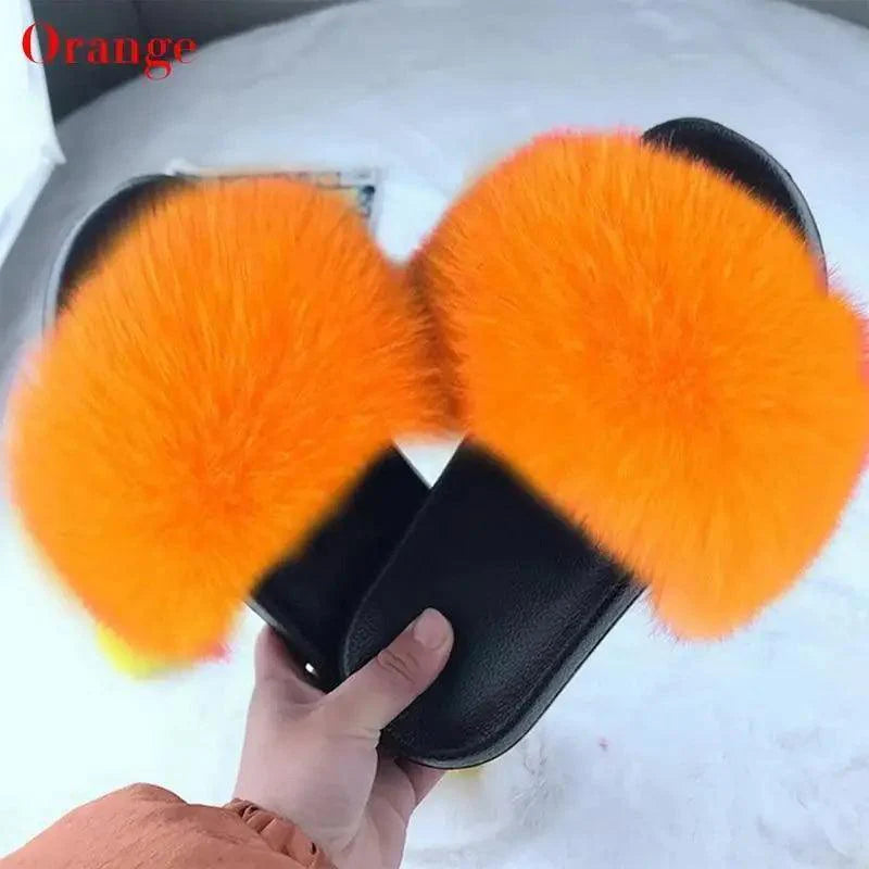 Cute Fluffy Ladies Indoor Warm Slippers Furry Luxury Flip Flops   Women's Fashion Flat Soft Flip Flops Stevvex