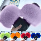 Cute Fluffy Ladies Indoor Warm Slippers Furry Luxury Flip Flops   Women's Fashion Flat Soft Flip Flops Stevvex