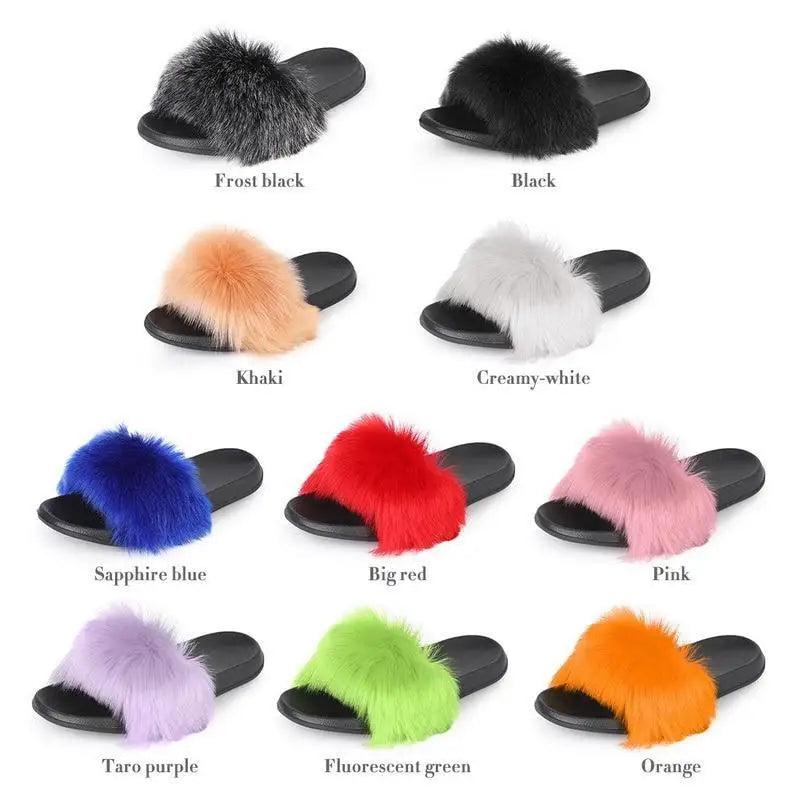 Cute Fluffy Ladies Indoor Warm Slippers Furry Luxury Flip Flops   Women's Fashion Flat Soft Flip Flops Stevvex