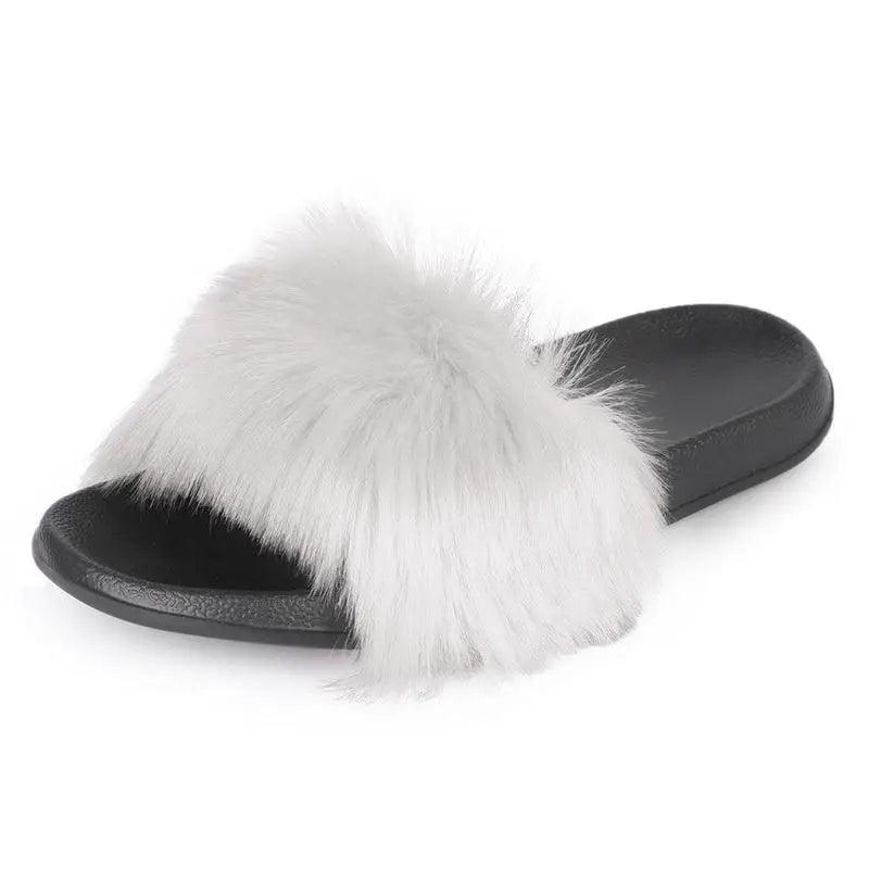 Cute Fluffy Ladies Indoor Warm Slippers Furry Luxury Flip Flops   Women's Fashion Flat Soft Flip Flops Stevvex