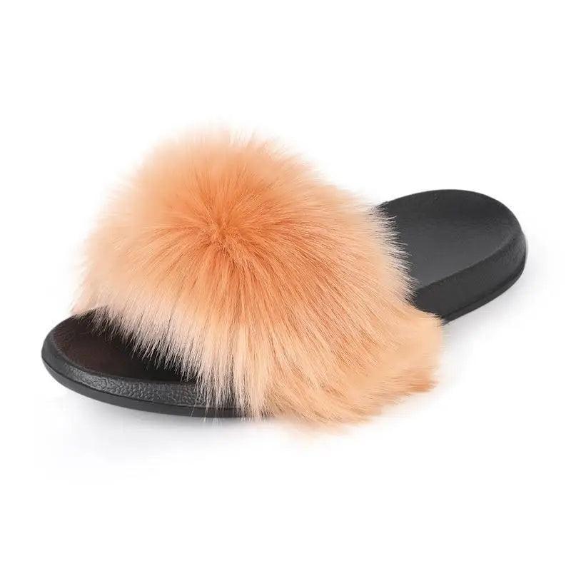 Cute Fluffy Ladies Indoor Warm Slippers Furry Luxury Flip Flops   Women's Fashion Flat Soft Flip Flops Stevvex