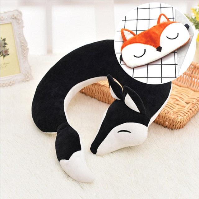 Cute Fox Animal Cotton Plush U Shape Neck Pillow Travel Car Home Pillow Nap Animal Pillow Health Care with Eye Mask Cute Fox U Shaped Neck Pillow for Car Airplane Traveling ,Animal Plush Stuffed Travel Pillow Travel Pillows Cartoon Planes Fox Animal Stevvex