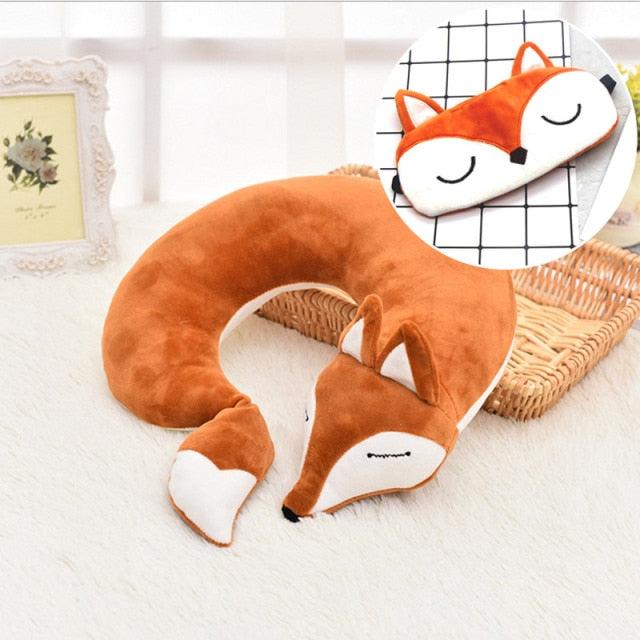 Cute Fox Animal Cotton Plush U Shape Neck Pillow Travel Car Home Pillow Nap Animal Pillow Health Care with Eye Mask Cute Fox U Shaped Neck Pillow for Car Airplane Traveling ,Animal Plush Stuffed Travel Pillow Travel Pillows Cartoon Planes Fox Animal Stevvex