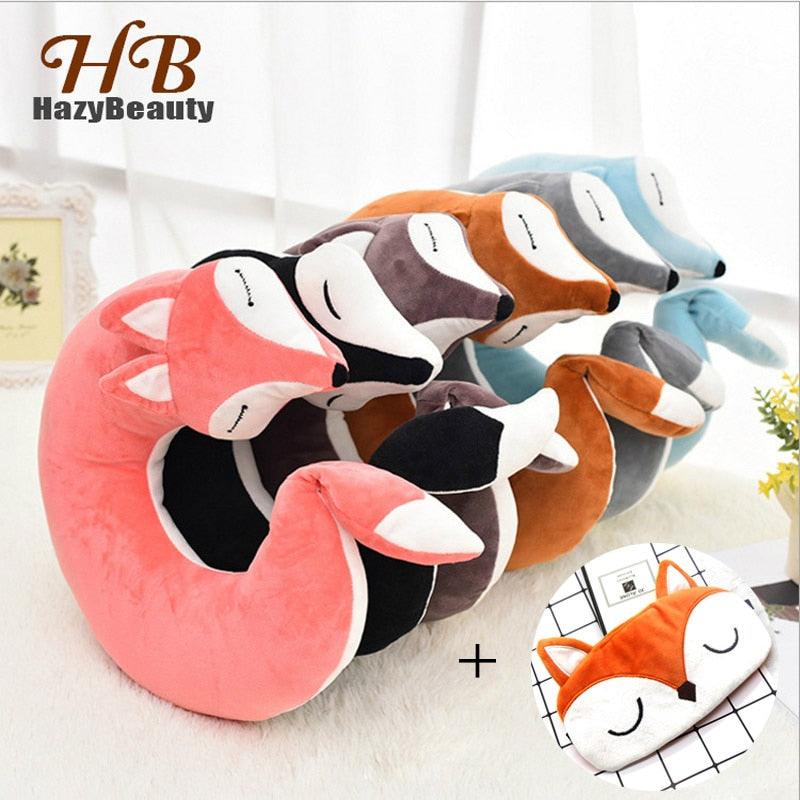 Cute Fox Animal Cotton Plush U Shape Neck Pillow Travel Car Home Pillow Nap Animal Pillow Health Care with Eye Mask Cute Fox U Shaped Neck Pillow for Car Airplane Traveling ,Animal Plush Stuffed Travel Pillow Travel Pillows Cartoon Planes Fox Animal Stevvex
