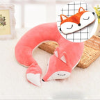 Cute Fox Animal Cotton Plush U Shape Neck Pillow Travel Car Home Pillow Nap Animal Pillow Health Care with Eye Mask Cute Fox U Shaped Neck Pillow for Car Airplane Traveling ,Animal Plush Stuffed Travel Pillow Travel Pillows Cartoon Planes Fox Animal Stevvex