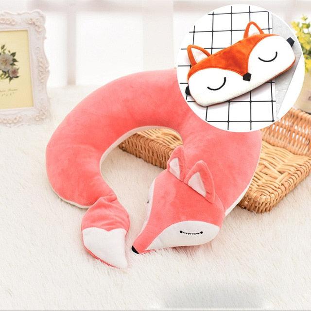 Cute Fox Animal Cotton Plush U Shape Neck Pillow Travel Car Home Pillow Nap Animal Pillow Health Care with Eye Mask Cute Fox U Shaped Neck Pillow for Car Airplane Traveling ,Animal Plush Stuffed Travel Pillow Travel Pillows Cartoon Planes Fox Animal Stevvex