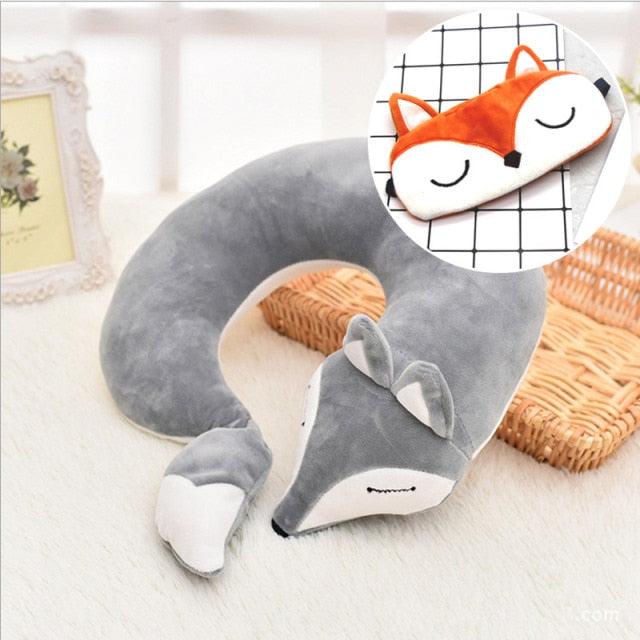 Cute Fox Animal Cotton Plush U Shape Neck Pillow Travel Car Home Pillow Nap Animal Pillow Health Care with Eye Mask Cute Fox U Shaped Neck Pillow for Car Airplane Traveling ,Animal Plush Stuffed Travel Pillow Travel Pillows Cartoon Planes Fox Animal Stevvex
