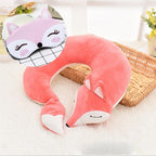 Cute Fox Animal Cotton Plush U Shape Neck Pillow Travel Car Home Pillow Nap Animal Pillow Health Care with Eye Mask Cute Fox U Shaped Neck Pillow for Car Airplane Traveling ,Animal Plush Stuffed Travel Pillow Travel Pillows Cartoon Planes Fox Animal Stevvex