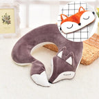 Cute Fox Animal Cotton Plush U Shape Neck Pillow Travel Car Home Pillow Nap Animal Pillow Health Care with Eye Mask Cute Fox U Shaped Neck Pillow for Car Airplane Traveling ,Animal Plush Stuffed Travel Pillow Travel Pillows Cartoon Planes Fox Animal Stevvex