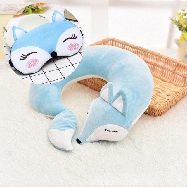Cute Fox Animal Cotton Plush U Shape Neck Pillow Travel Car Home Pillow Nap Animal Pillow Health Care with Eye Mask Cute Fox U Shaped Neck Pillow for Car Airplane Traveling ,Animal Plush Stuffed Travel Pillow Travel Pillows Cartoon Planes Fox Animal Stevvex