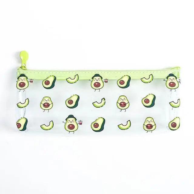 Cute Fruit Theme Pencil Case Unique Design Avocado Pattern Transparent Pencil Pouch School Pencil Bag For Students Stevvex