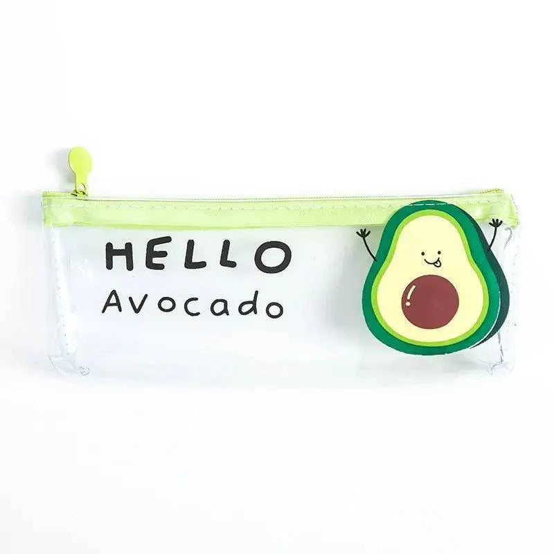 Cute Fruit Theme Pencil Case Unique Design Avocado Pattern Transparent Pencil Pouch School Pencil Bag For Students Stevvex