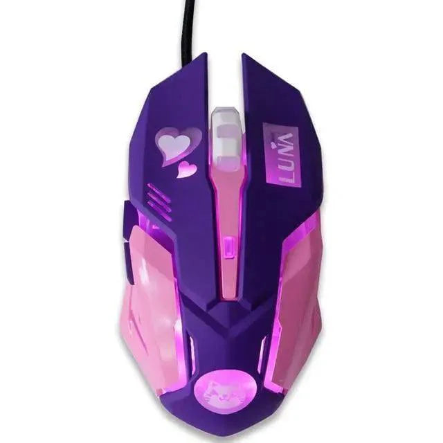 Cute Gaming USB Wired Mouse Girls Pink Computer Professional 2400 DPI Mouse Colorful Silent Mouse For PC Stevvex