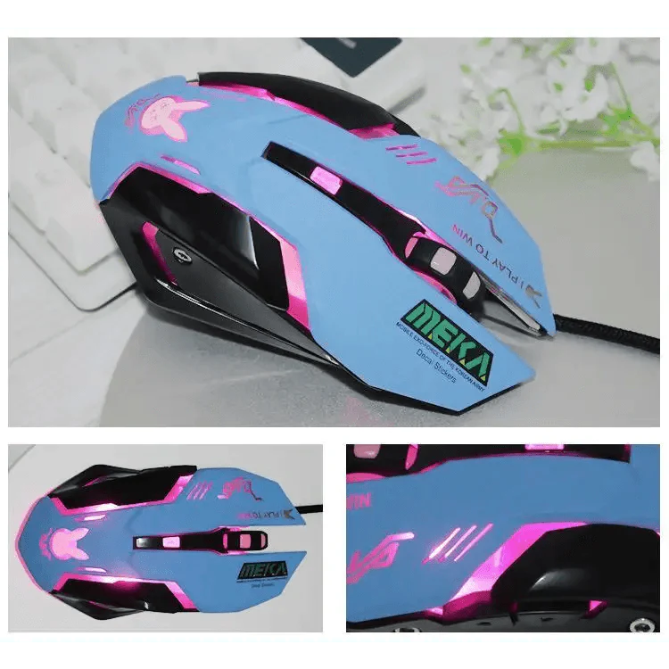 Cute Gaming USB Wired Mouse Girls Pink Computer Professional 2400 DPI Mouse Colorful Silent Mouse For PC Stevvex