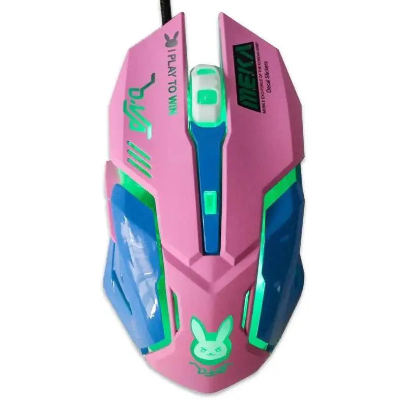 Cute Gaming USB Wired Mouse Girls Pink Computer Professional 2400 DPI Mouse Colorful Silent Mouse For PC Stevvex