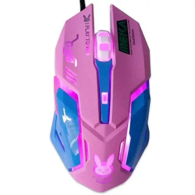 Cute Gaming USB Wired Mouse Girls Pink Computer Professional 2400 DPI Mouse Colorful Silent Mouse For PC Stevvex