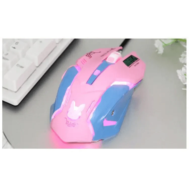 Cute Gaming USB Wired Mouse Girls Pink Computer Professional 2400 DPI Mouse Colorful Silent Mouse For PC Stevvex