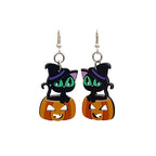 Cute Halloween Cat Pumpkin Dangle Earrings For Women