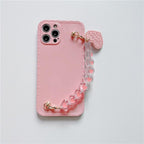 Cute Heart Chain Cute Case Luxury 3D Love Heart Wristband Girl Soft Case For iPhone 14 13 11 12 Pro Max 7 8 Plus Xr X Xs Silicone Phone Cover  Cute Case Luxury Hearts Case Camera Cover Protective Soft Slim Girly Case Designed for iPhone
