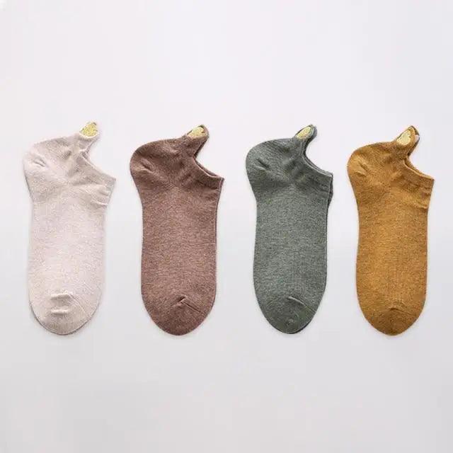 Cute Heart Design 4 Pairs Socks For Women Fashion Spring Cotton Modern Girls Casual Outdoor Socks For Women Stevvex