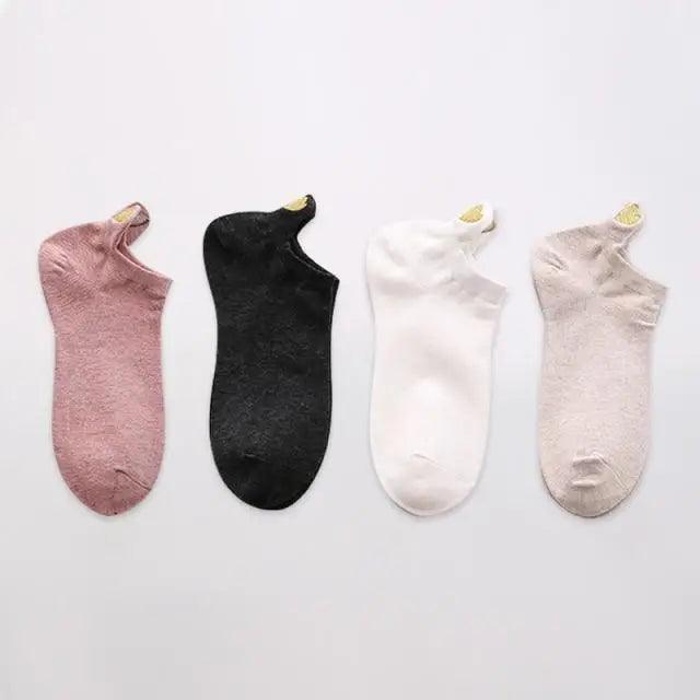 Cute Heart Design 4 Pairs Socks For Women Fashion Spring Cotton Modern Girls Casual Outdoor Socks For Women Stevvex