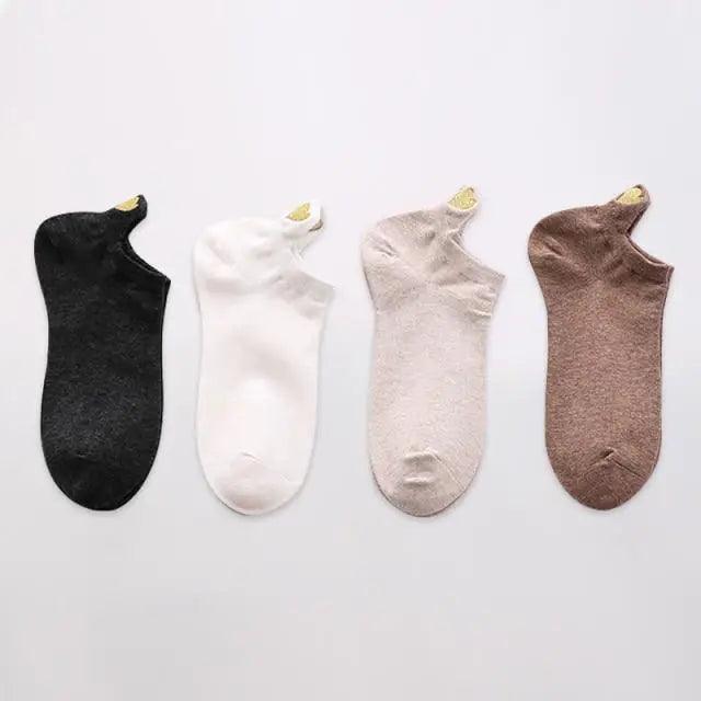 Cute Heart Design 4 Pairs Socks For Women Fashion Spring Cotton Modern Girls Casual Outdoor Socks For Women Stevvex