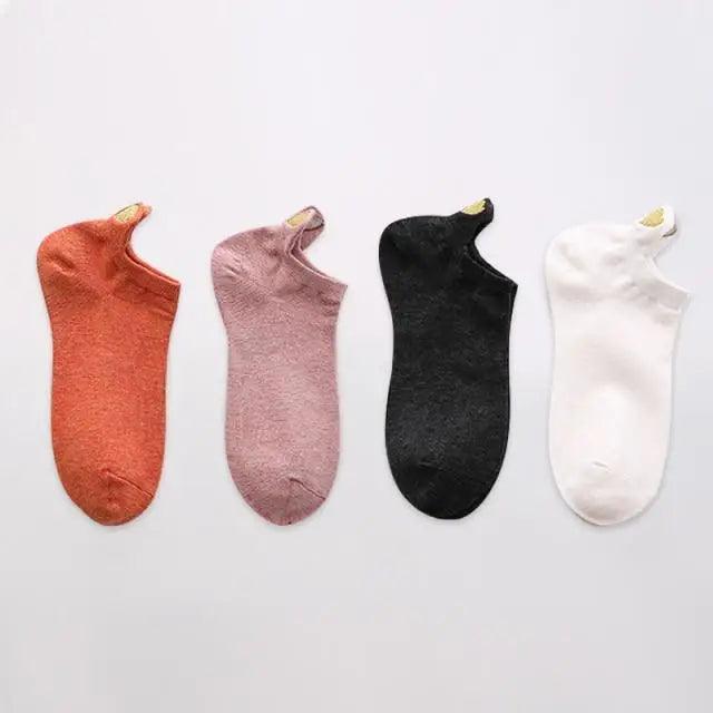 Cute Heart Design 4 Pairs Socks For Women Fashion Spring Cotton Modern Girls Casual Outdoor Socks For Women Stevvex