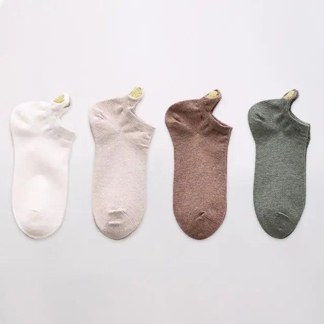 Cute Heart Design 4 Pairs Socks For Women Fashion Spring Cotton Modern Girls Casual Outdoor Socks For Women Stevvex