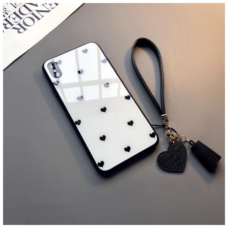 Cute Hearts Pattern Slim Thin Soft Shockproof Silicone Protective Case Cover For Xiaomi Redmi 9 8 A 9C 7A Case small Love Heart Hard Glass Cover For Redmi Note 11 10 9s 9 pro max 7 8 Pro 10X 5G Give Strap Stevvex