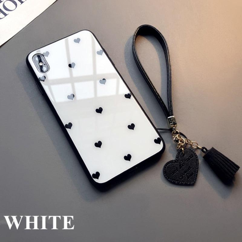 Cute Hearts Pattern Slim Thin Soft Shockproof Silicone Protective Case Cover For Xiaomi Redmi 9 8 A 9C 7A Case small Love Heart Hard Glass Cover For Redmi Note 11 10 9s 9 pro max 7 8 Pro 10X 5G Give Strap Stevvex