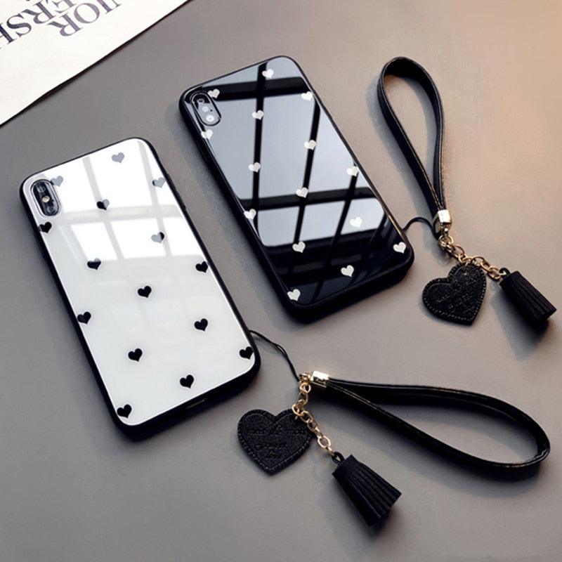 Cute Hearts Pattern Slim Thin Soft Shockproof Silicone Protective Case Cover For Xiaomi Redmi 9 8 A 9C 7A Case small Love Heart Hard Glass Cover For Redmi Note 11 10 9s 9 pro max 7 8 Pro 10X 5G Give Strap Stevvex