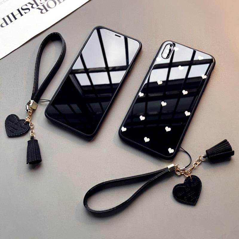 Cute Hearts Pattern Slim Thin Soft Shockproof Silicone Protective Case Cover For Xiaomi Redmi 9 8 A 9C 7A Case small Love Heart Hard Glass Cover For Redmi Note 11 10 9s 9 pro max 7 8 Pro 10X 5G Give Strap Stevvex