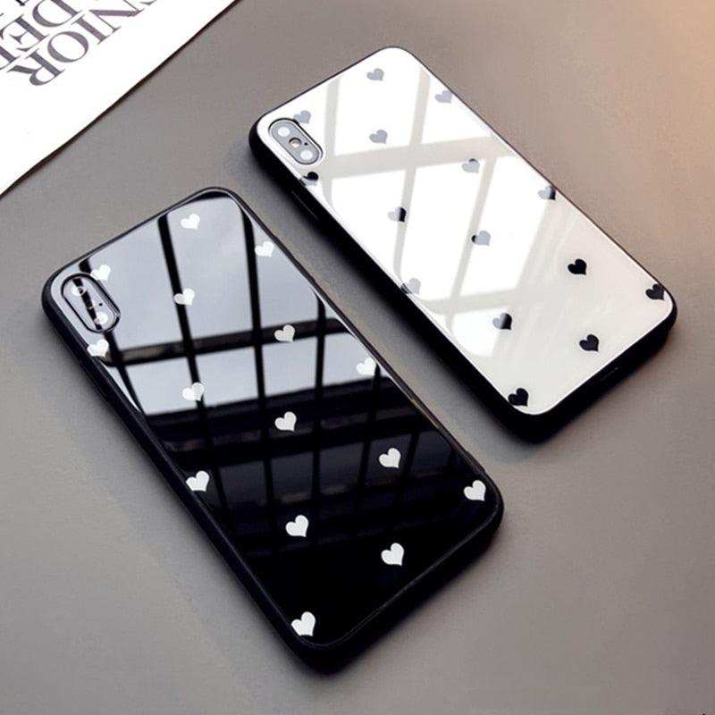 Cute Hearts Pattern Slim Thin Soft Shockproof Silicone Protective Case Cover For Xiaomi Redmi 9 8 A 9C 7A Case small Love Heart Hard Glass Cover For Redmi Note 11 10 9s 9 pro max 7 8 Pro 10X 5G Give Strap Stevvex