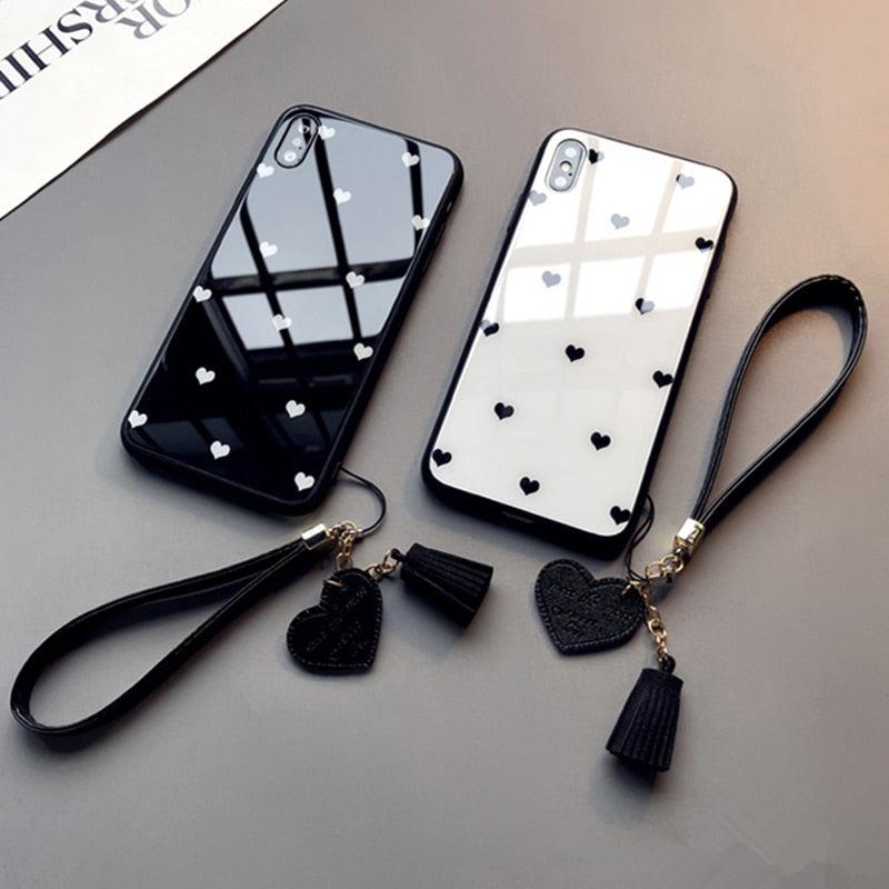 Cute Hearts Pattern Slim Thin Soft Shockproof Silicone Protective Case Cover For Xiaomi Redmi 9 8 A 9C 7A Case small Love Heart Hard Glass Cover For Redmi Note 11 10 9s 9 pro max 7 8 Pro 10X 5G Give Strap Stevvex