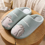 Cute Hedgehog Women Winter Home Slippers Animal Slip On Soft Warm House Shoes Men Couple Indoor Bedroom Footwear Soft Cozy Home Slippers For Women Slip On Comfy Women's Washable Cotton Bedroom Slippers Stevvex