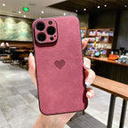 Cute Love Heart Leather Phone Case Soft Shockproof Case for Women Fashion Love Heart Leather Phone Case For iPhone 13 12 11 Pro Max X XR XS Max Camera Protection Soft Back Phone Cover For Couples Stevvex