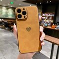 Cute Love Heart Leather Phone Case Soft Shockproof Case for Women Fashion Love Heart Leather Phone Case For iPhone 13 12 11 Pro Max X XR XS Max Camera Protection Soft Back Phone Cover For Couples Stevvex