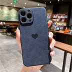 Cute Love Heart Leather Phone Case Soft Shockproof Case for Women Fashion Love Heart Leather Phone Case For iPhone 13 12 11 Pro Max X XR XS Max Camera Protection Soft Back Phone Cover For Couples Stevvex