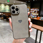 Cute Love Heart Leather Phone Case Soft Shockproof Case for Women Fashion Love Heart Leather Phone Case For iPhone 13 12 11 Pro Max X XR XS Max Camera Protection Soft Back Phone Cover For Couples Stevvex
