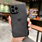 Cute Love Heart Leather Phone Case Soft Shockproof Case for Women Fashion Love Heart Leather Phone Case For iPhone 13 12 11 Pro Max X XR XS Max Camera Protection Soft Back Phone Cover For Couples Stevvex