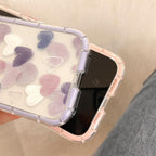 Cute Love Heart Soft Shockproof Bumper Transparent Phone Case For iPhone 12 13 Pro Max Silicone Back Cover Case  Cute Side Small Pattern for Women Girls Soft Silicone Shockproof Protective Cover Stevvex
