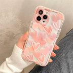 Cute Love Heart Soft Shockproof Bumper Transparent Phone Case For iPhone 12 13 Pro Max Silicone Back Cover Case  Cute Side Small Pattern for Women Girls Soft Silicone Shockproof Protective Cover Stevvex