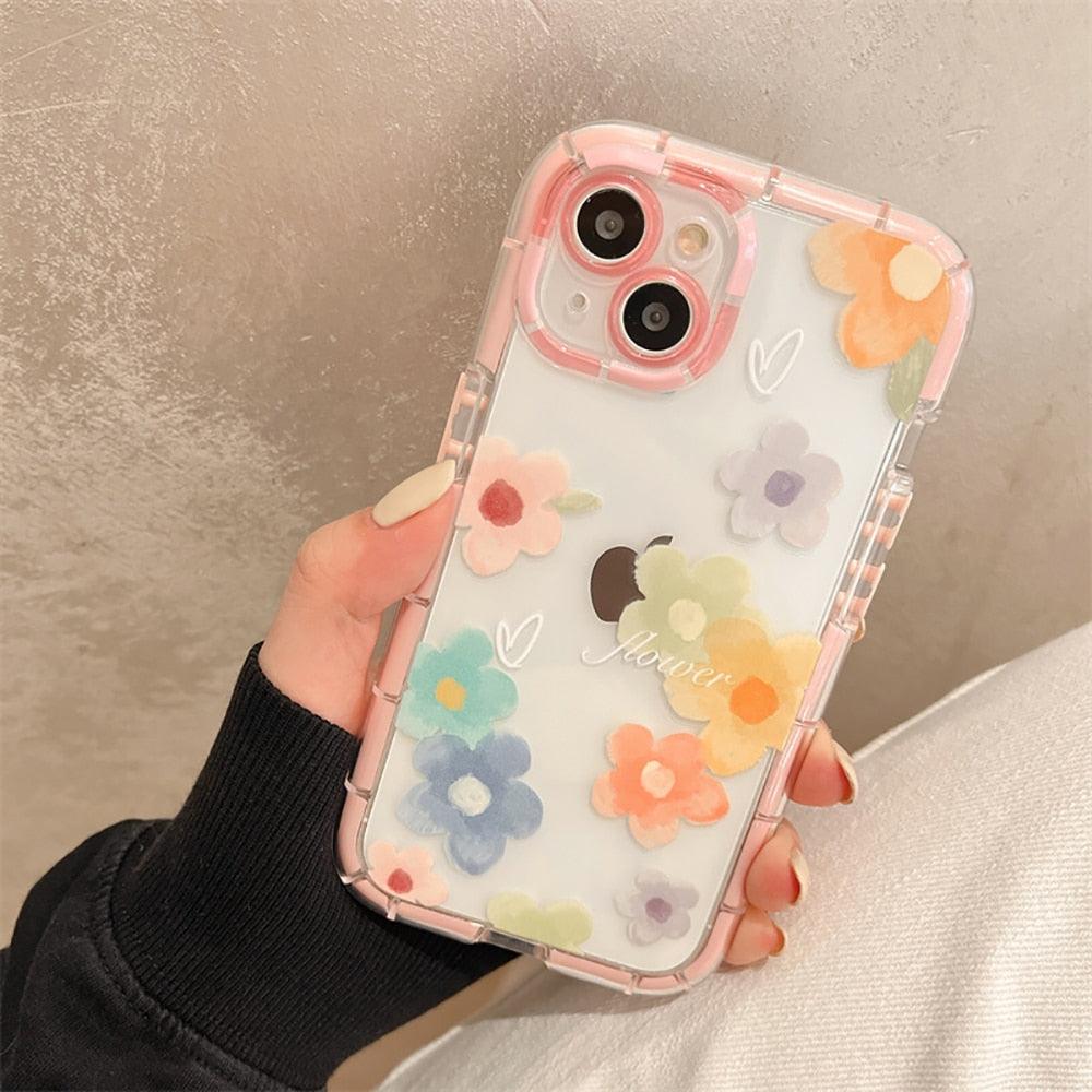 Cute Love Heart Soft Shockproof Bumper Transparent Phone Case For iPhone 12 13 Pro Max Silicone Back Cover Case  Cute Side Small Pattern for Women Girls Soft Silicone Shockproof Protective Cover Stevvex
