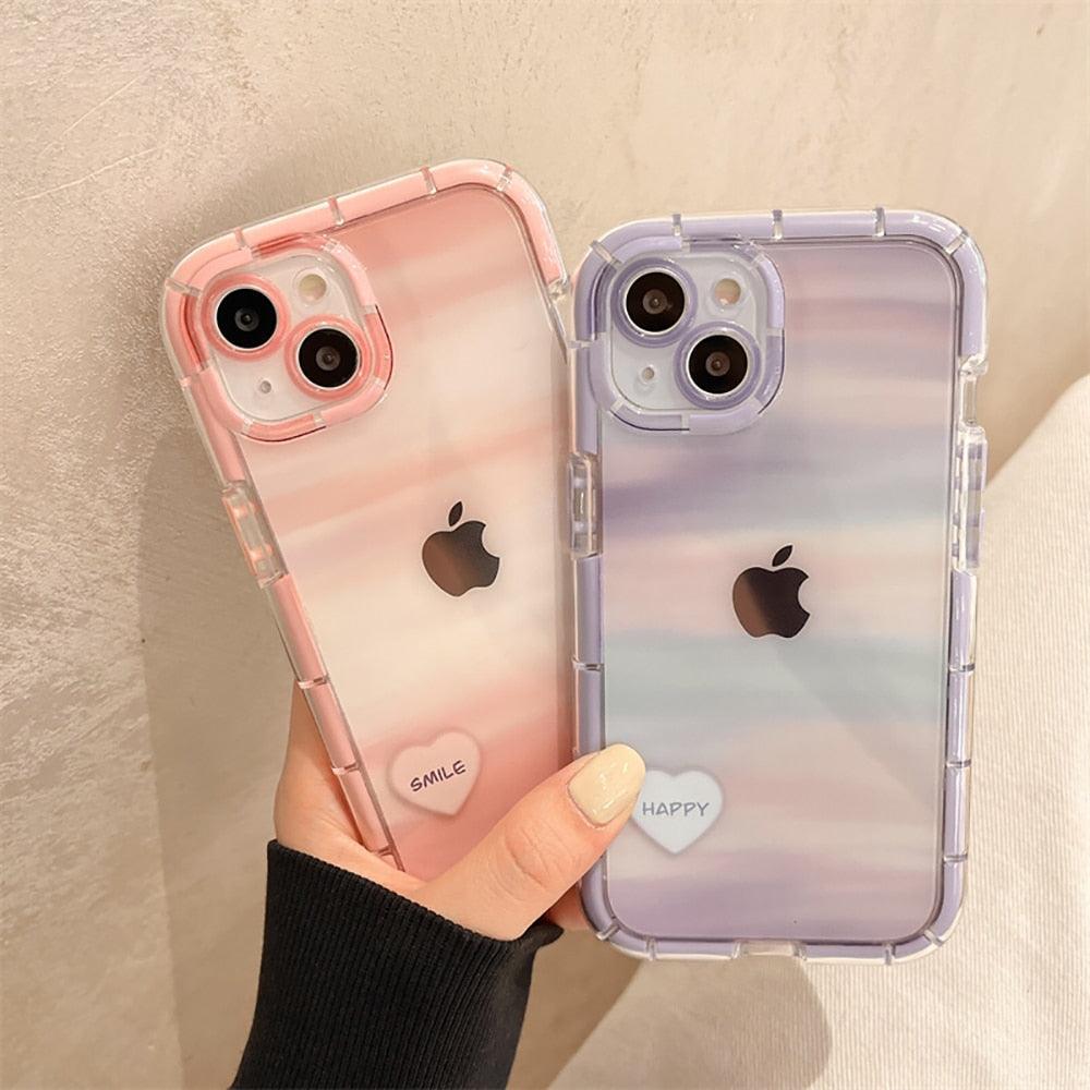 Cute Love Heart Soft Shockproof Bumper Transparent Phone Case For iPhone 12 13 Pro Max Silicone Back Cover Case  Cute Side Small Pattern for Women Girls Soft Silicone Shockproof Protective Cover Stevvex