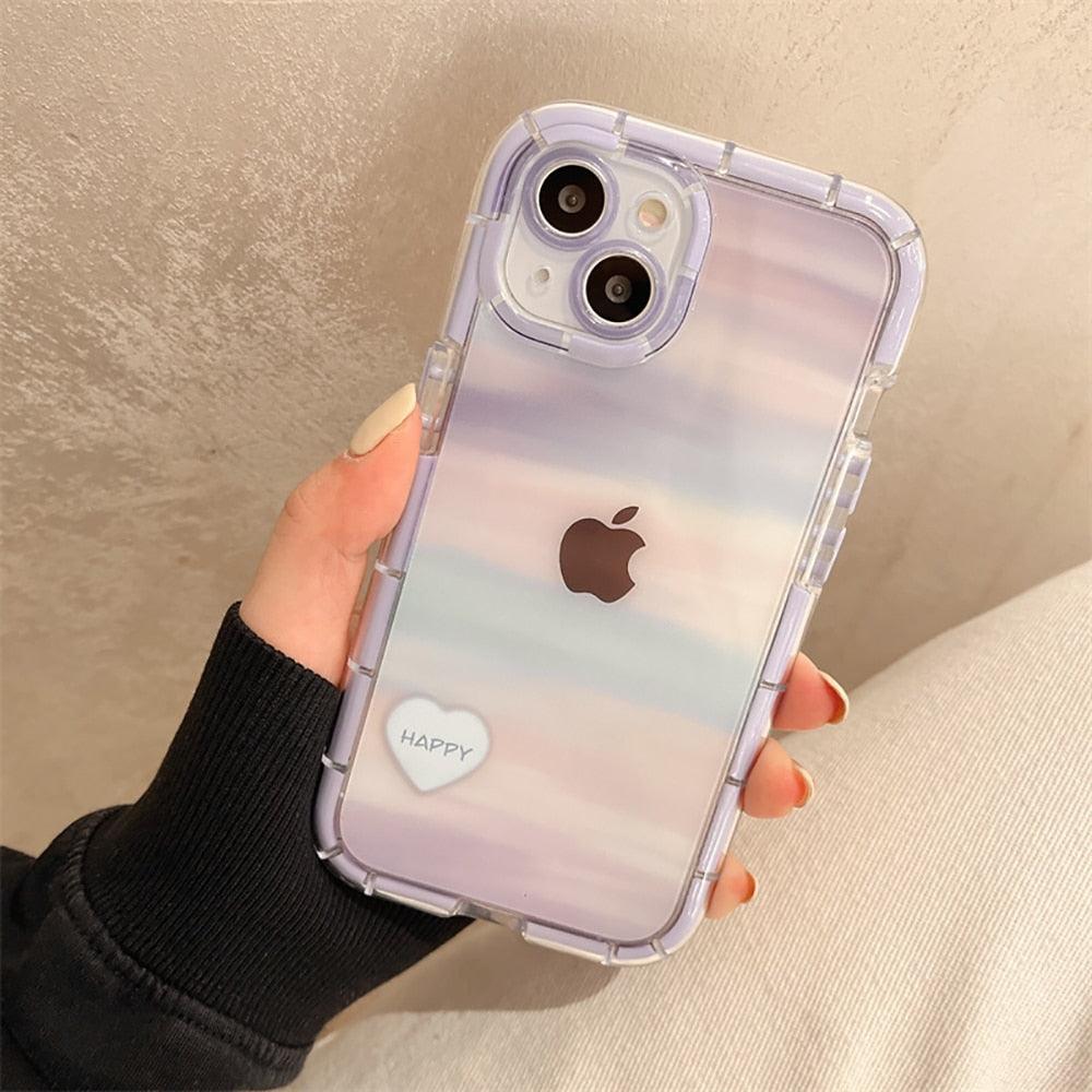Cute Love Heart Soft Shockproof Bumper Transparent Phone Case For iPhone 12 13 Pro Max Silicone Back Cover Case  Cute Side Small Pattern for Women Girls Soft Silicone Shockproof Protective Cover Stevvex