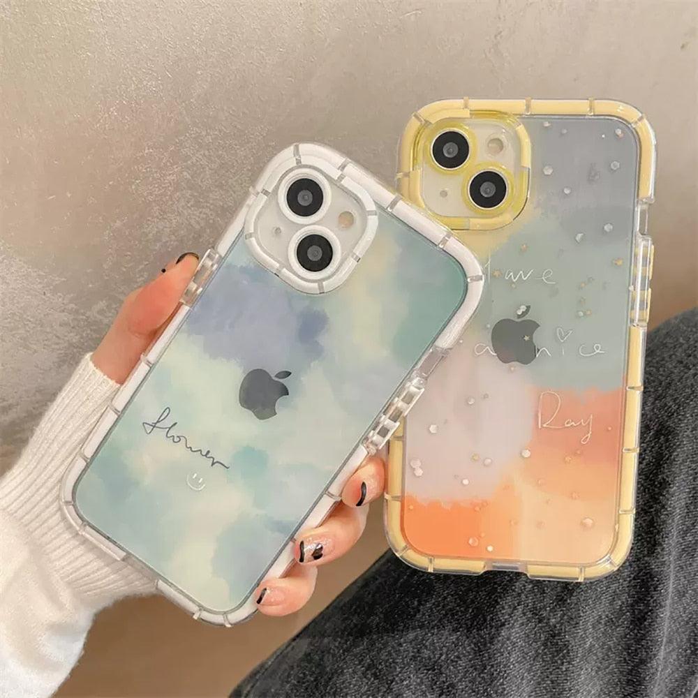 Cute Love Heart Soft Shockproof Bumper Transparent Phone Case For iPhone 12 13 Pro Max Silicone Back Cover Case  Cute Side Small Pattern for Women Girls Soft Silicone Shockproof Protective Cover Stevvex