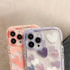 Cute Love Heart Soft Shockproof Bumper Transparent Phone Case For iPhone 12 13 Pro Max Silicone Back Cover Case  Cute Side Small Pattern for Women Girls Soft Silicone Shockproof Protective Cover Stevvex