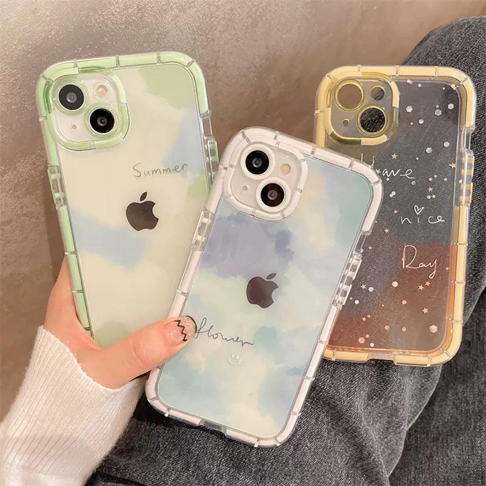 Cute Love Heart Soft Shockproof Bumper Transparent Phone Case For iPhone 12 13 Pro Max Silicone Back Cover Case  Cute Side Small Pattern for Women Girls Soft Silicone Shockproof Protective Cover Stevvex